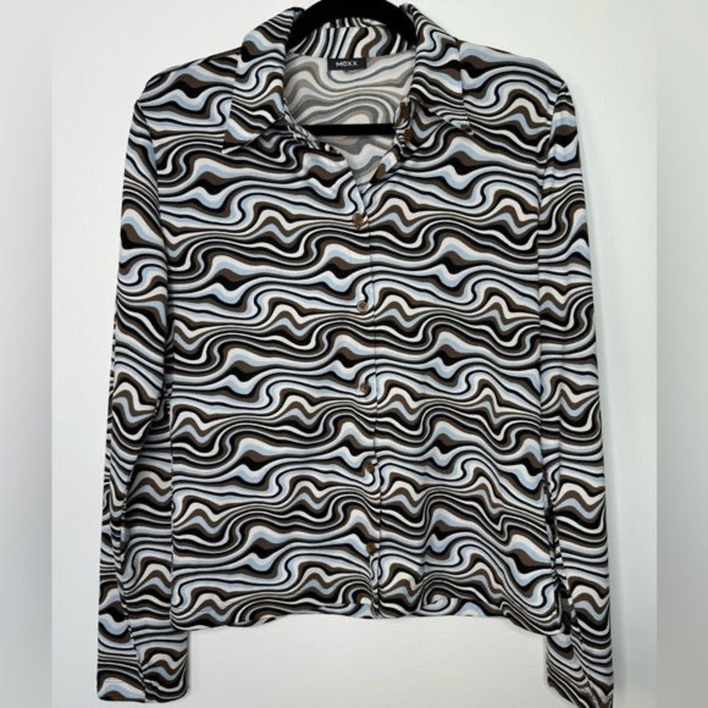 Mexx Brown and Cream Swirl Pattern Shirt